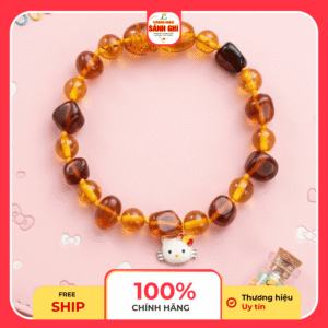 Alternative view of Lắc tay hồ phách thiên nhiên kết hợp charm bạc