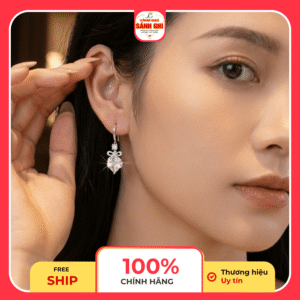 Alternative view of Bông tai nữ bạc 925 đính đá phối nơ dáng dài thanh lịch