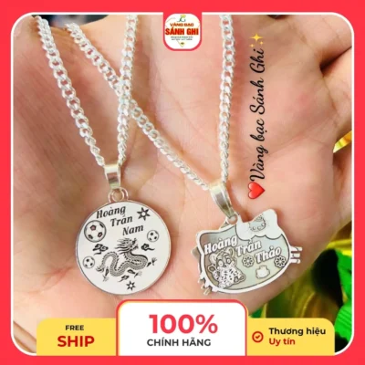 Dây chuyền bạc khắc tên cho bé 11 12