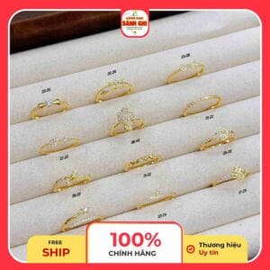 Nhẫn Nữ Minimalist Đính Đá Vàng Tây