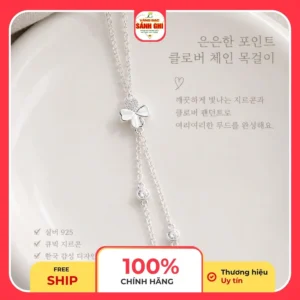 Lắc Bạc Cỏ 4 Lá 925 Thiết Kế Dây Kép Phong Cách Hàn Quốc Dịu Dàng