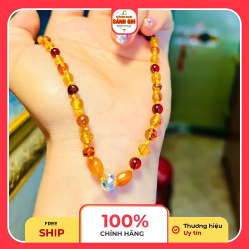 Dây chuyền hổ phách kết hợp pha lê 299k 1 Khung san pham 11 1 2