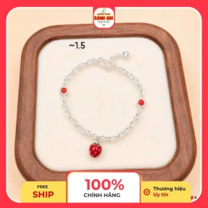 Lắc tay bạc charm dâu tây