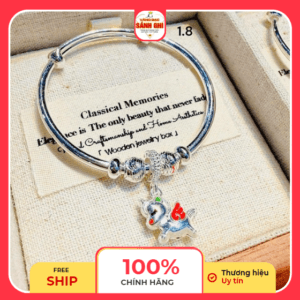 Lắc tay bạc nõn, charm ngựa, có nới chỉnh size